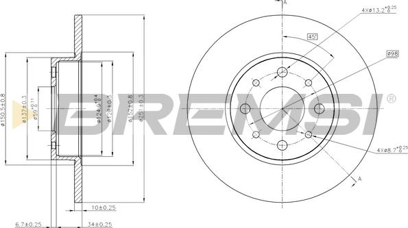 Bremsi CD7741S - Əyləc Diski furqanavto.az