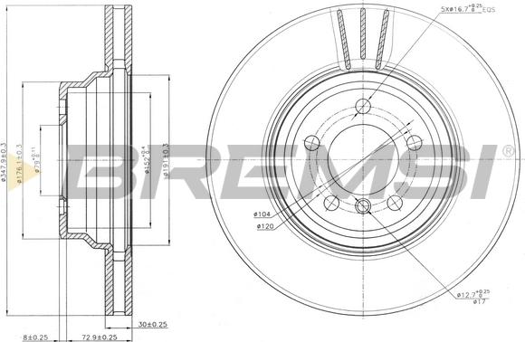 Bremsi CD7701V - Əyləc Diski furqanavto.az