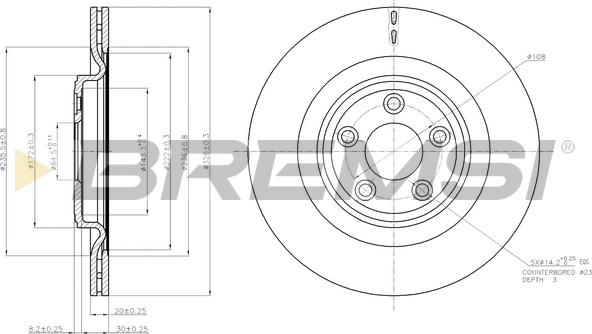 Bremsi CD7703V - Əyləc Diski furqanavto.az