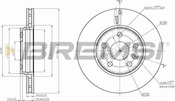 Bremsi CD7733V - Əyləc Diski furqanavto.az