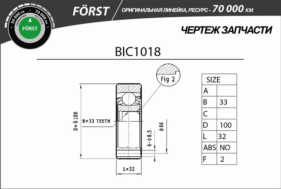 B-RING BIC1018 - Birləşmə dəsti, ötürücü val furqanavto.az