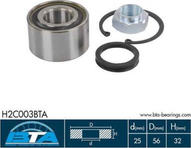 BTA H2C003BTA - Təkər qovşağı, podşipnik dəsti furqanavto.az