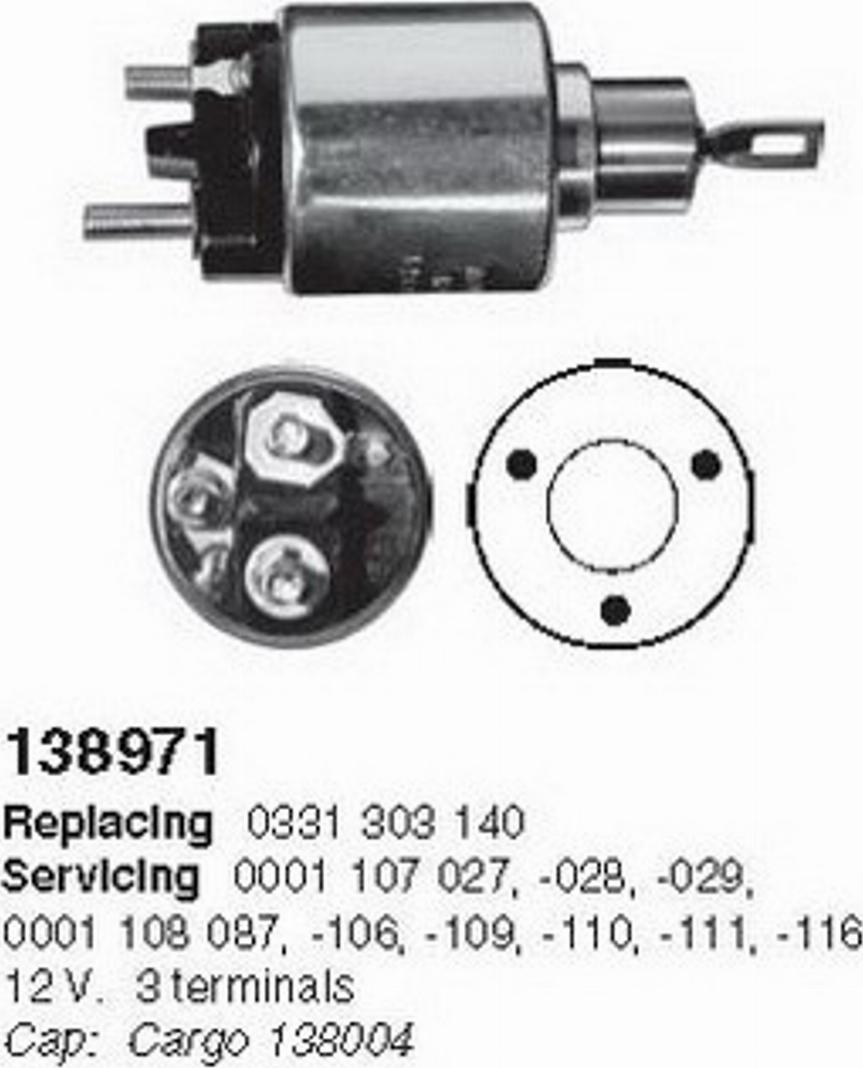 Cargo 138971 - Solenoid açarı, başlanğıc furqanavto.az