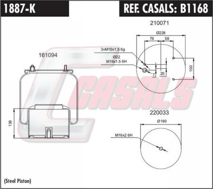 Casals B1168 - Körük, pnevmatik asqı furqanavto.az