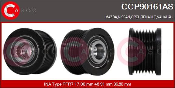 Casco CCP90161AS - Kasnak, alternator, sərbəst dönərli mufta furqanavto.az