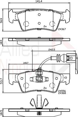 Comline ADB12244 - Əyləc altlığı dəsti, əyləc diski furqanavto.az