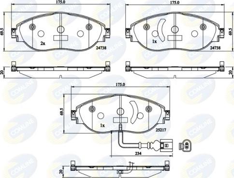 Comline CBP12201 - Əyləc altlığı dəsti, əyləc diski furqanavto.az