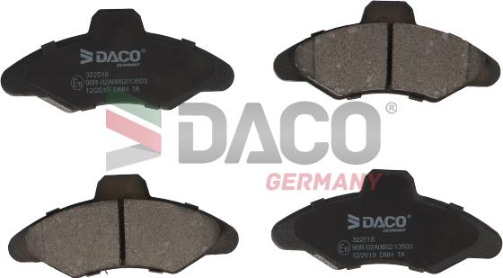 DACO Germany 322518 - Əyləc altlığı dəsti, əyləc diski furqanavto.az