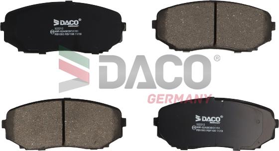 DACO Germany 322212 - Əyləc altlığı dəsti, əyləc diski www.furqanavto.az