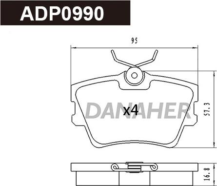 Danaher ADP0990 - Əyləc altlığı dəsti, əyləc diski furqanavto.az