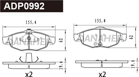 Danaher ADP0992 - Əyləc altlığı dəsti, əyləc diski furqanavto.az