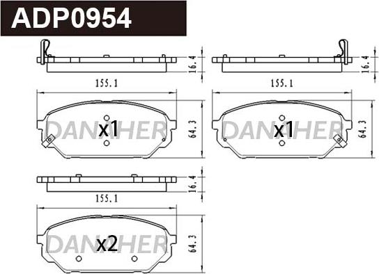 Danaher ADP0954 - Əyləc altlığı dəsti, əyləc diski furqanavto.az