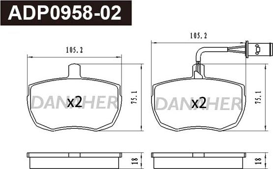 Danaher ADP0958-02 - Əyləc altlığı dəsti, əyləc diski furqanavto.az