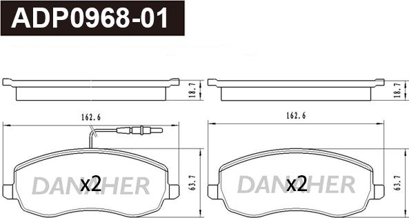 Danaher ADP0968-01 - Əyləc altlığı dəsti, əyləc diski furqanavto.az