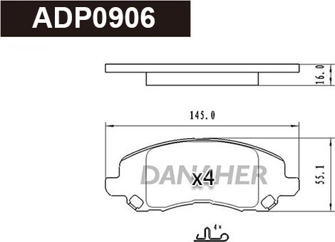 Danaher ADP0906 - Əyləc altlığı dəsti, əyləc diski furqanavto.az