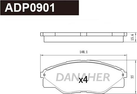 Danaher ADP0901 - Əyləc altlığı dəsti, əyləc diski furqanavto.az