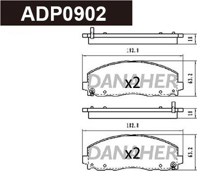 Danaher ADP0902 - Əyləc altlığı dəsti, əyləc diski furqanavto.az