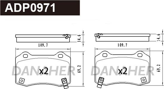 Danaher ADP0971 - Əyləc altlığı dəsti, əyləc diski furqanavto.az