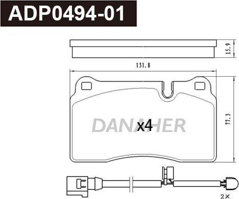 Danaher ADP0494-01 - Əyləc altlığı dəsti, əyləc diski furqanavto.az