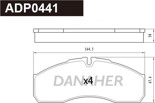 Danaher ADP0441 - Əyləc altlığı dəsti, əyləc diski furqanavto.az