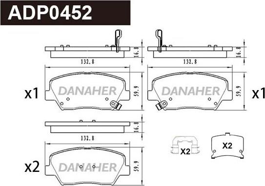 Danaher ADP0452 - Əyləc altlığı dəsti, əyləc diski furqanavto.az