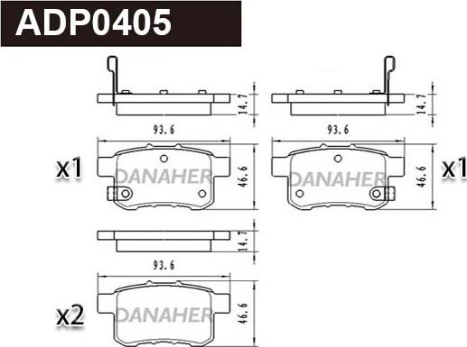 Danaher ADP0405 - Əyləc altlığı dəsti, əyləc diski furqanavto.az