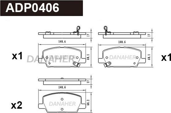 Danaher ADP0406 - Əyləc altlığı dəsti, əyləc diski furqanavto.az