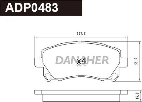 Danaher ADP0483 - Əyləc altlığı dəsti, əyləc diski furqanavto.az