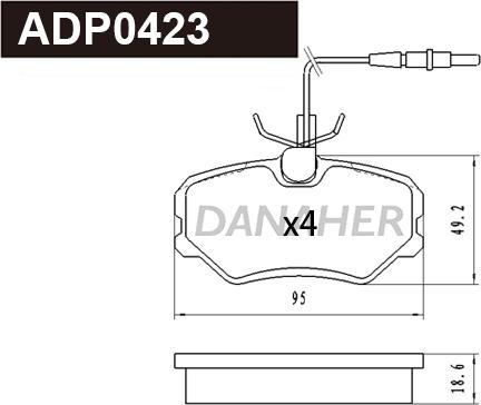 Danaher ADP0423 - Əyləc altlığı dəsti, əyləc diski furqanavto.az