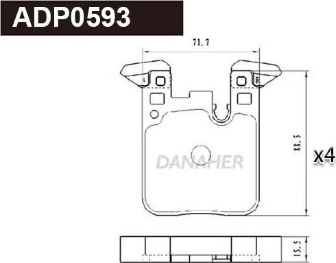 Danaher ADP0593 - Əyləc altlığı dəsti, əyləc diski furqanavto.az