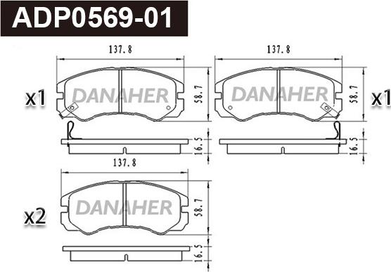 Danaher ADP0569-01 - Əyləc altlığı dəsti, əyləc diski furqanavto.az