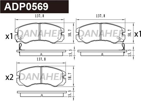 Danaher ADP0569 - Əyləc altlığı dəsti, əyləc diski furqanavto.az