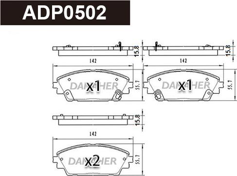 Danaher ADP0502 - Əyləc altlığı dəsti, əyləc diski furqanavto.az