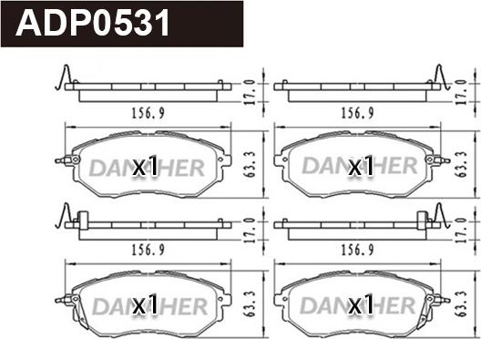 Danaher ADP0531 - Əyləc altlığı dəsti, əyləc diski furqanavto.az