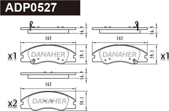 Danaher ADP0527 - Əyləc altlığı dəsti, əyləc diski furqanavto.az