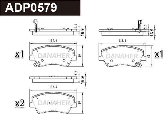 Danaher ADP0579 - Əyləc altlığı dəsti, əyləc diski furqanavto.az