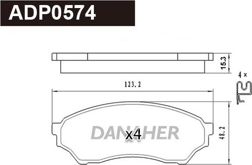 Danaher ADP0574 - Əyləc altlığı dəsti, əyləc diski furqanavto.az