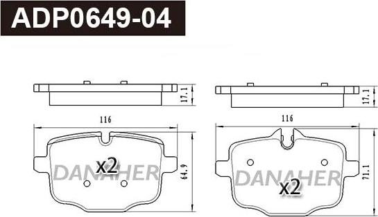 Danaher ADP0649-04 - Əyləc altlığı dəsti, əyləc diski furqanavto.az