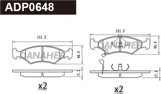 Danaher ADP0648 - Əyləc altlığı dəsti, əyləc diski furqanavto.az