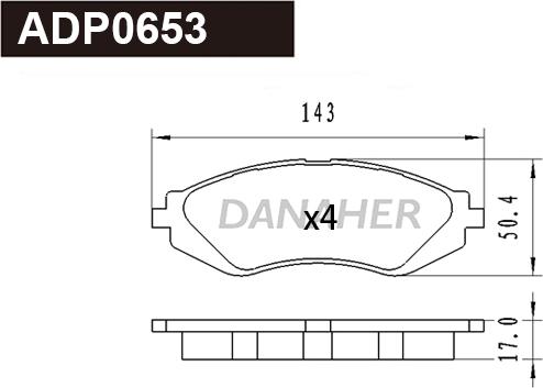 Danaher ADP0653 - Əyləc altlığı dəsti, əyləc diski furqanavto.az