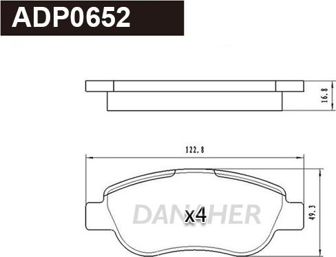 Danaher ADP0652 - Əyləc altlığı dəsti, əyləc diski furqanavto.az