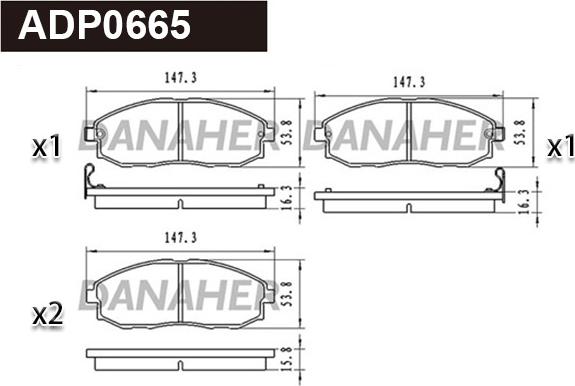 Danaher ADP0665 - Əyləc altlığı dəsti, əyləc diski furqanavto.az