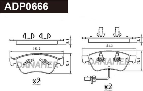 Danaher ADP0666 - Əyləc altlığı dəsti, əyləc diski furqanavto.az