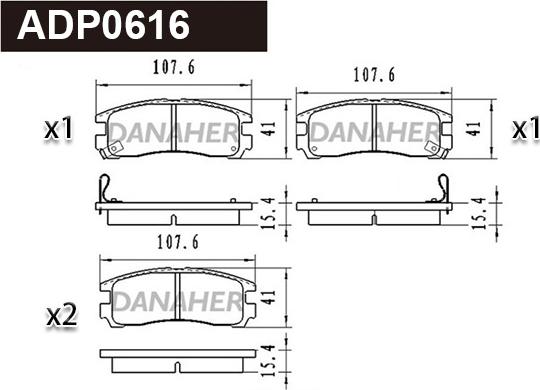 Danaher ADP0616 - Əyləc altlığı dəsti, əyləc diski furqanavto.az