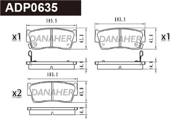 Danaher ADP0635 - Əyləc altlığı dəsti, əyləc diski furqanavto.az