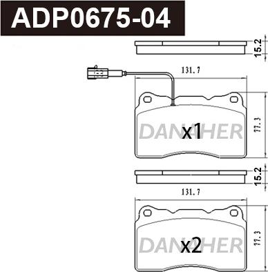 Danaher ADP0675-04 - Əyləc altlığı dəsti, əyləc diski furqanavto.az