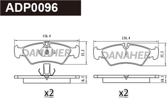 Danaher ADP0096 - Əyləc altlığı dəsti, əyləc diski furqanavto.az