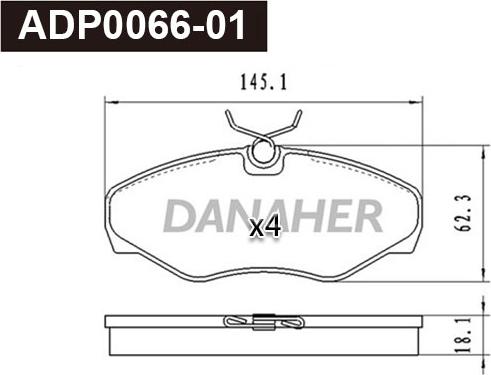 Danaher ADP0066-01 - Əyləc altlığı dəsti, əyləc diski furqanavto.az