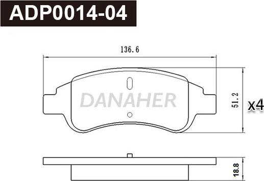 Danaher ADP0014-04 - Əyləc altlığı dəsti, əyləc diski furqanavto.az