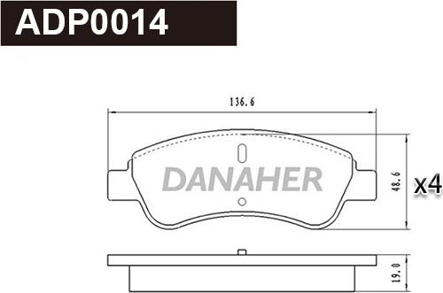 Danaher ADP0014 - Əyləc altlığı dəsti, əyləc diski furqanavto.az